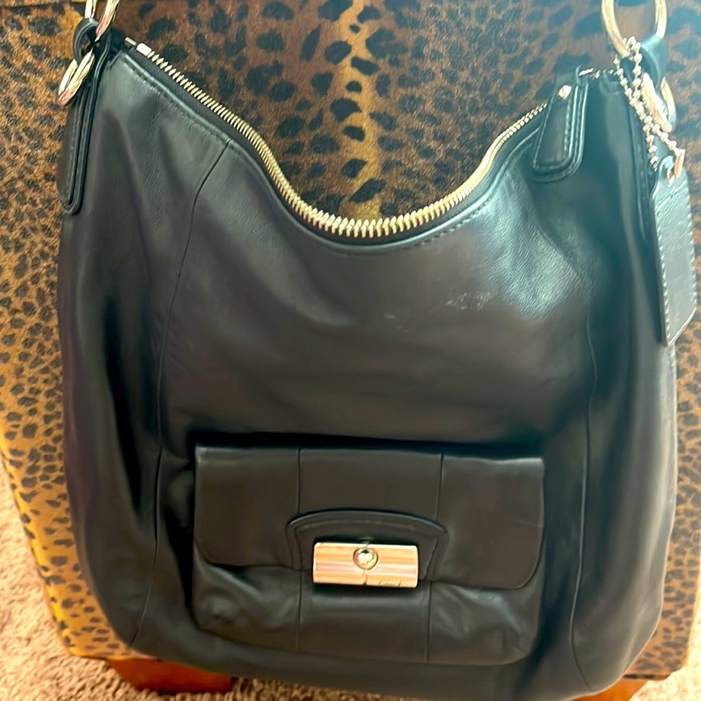 Black Coach Handbag with Sliver Hardware